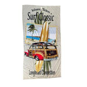 Kaufman Island Tide Woodie Beach Cruiser Towel Longboard Surf 1990s New